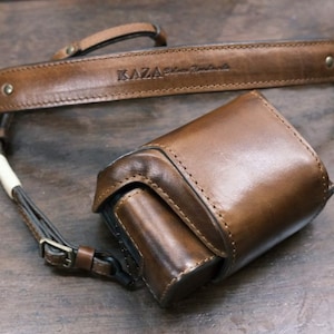 Cow leather case for SONY ZV-1 include leather full case and leather strap in vintage brown for ZV1
