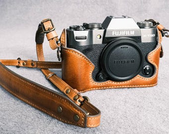 富士フイルム XT50用 牛革カメラケース＆ストラップ ヴィンテージ
