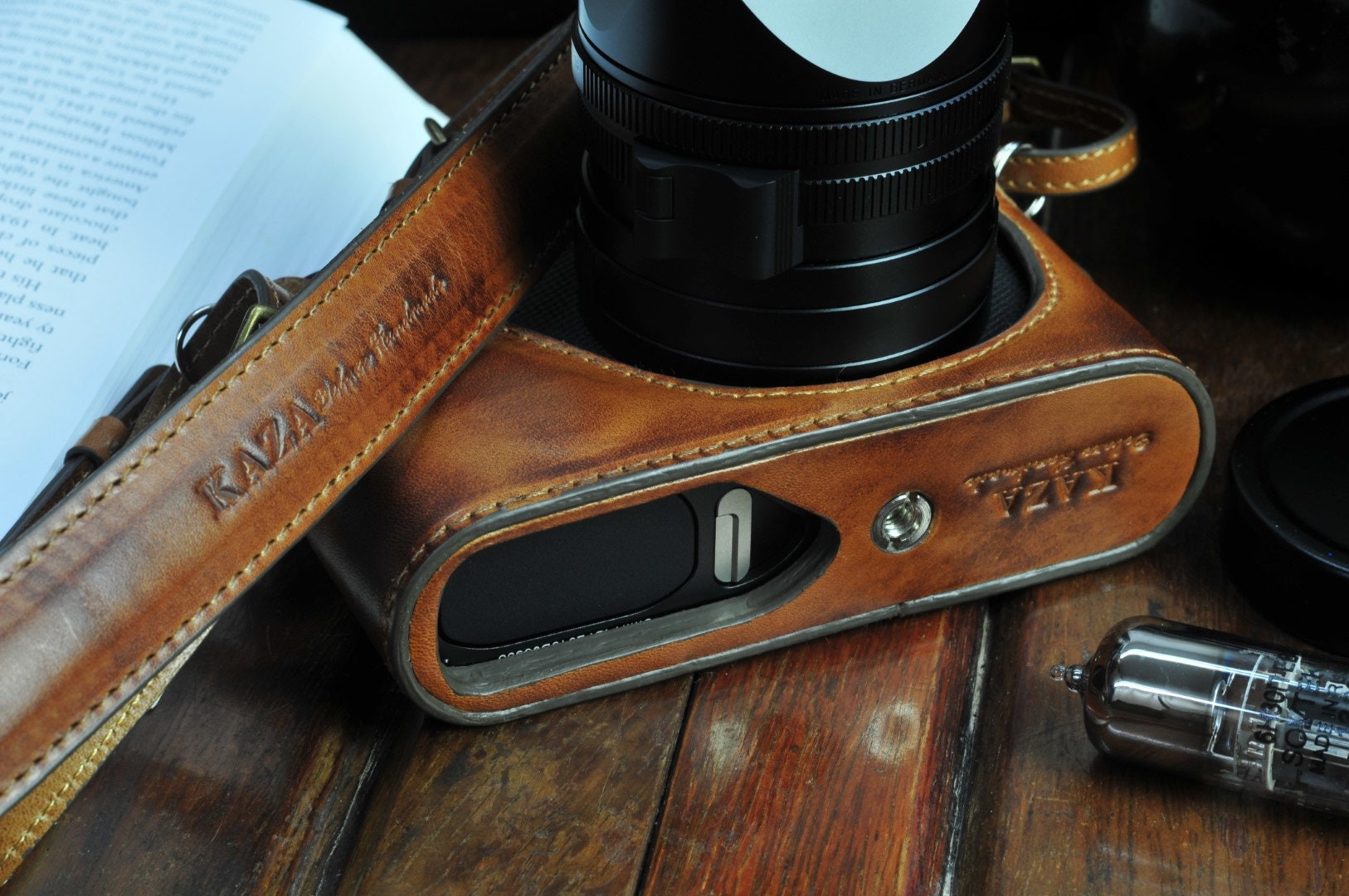 Topiky Camerabescherming – Halfbody-case Van PU-leer Voor Leica Q (Koffiekleur)