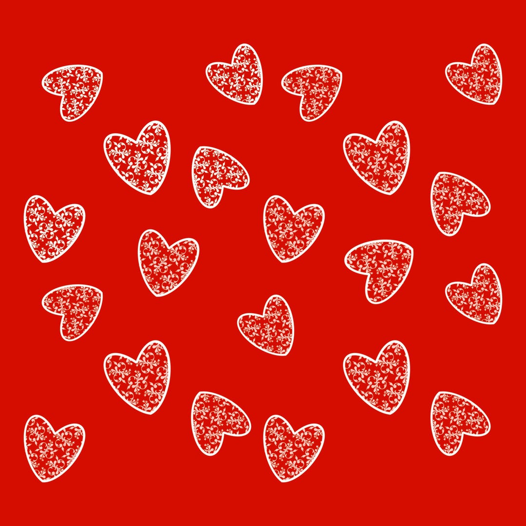 Seamless Red Heart Pattern / Valentine Digital Paper / Romantic Hearts ...