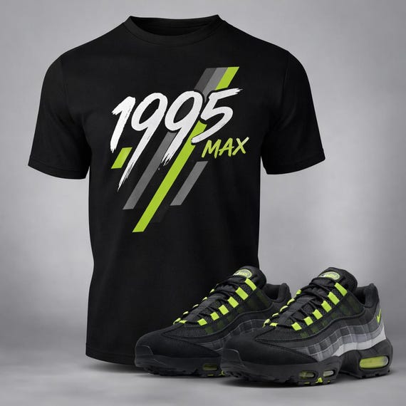 1995 Max Neon Strike Tee – Black Streetwear Sneaker Match Shirt