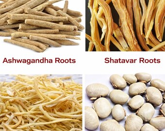 Safed Musli, Shatavari, Ashwagandha, Konch Beej Ayurvedic Herbal Roots Pack