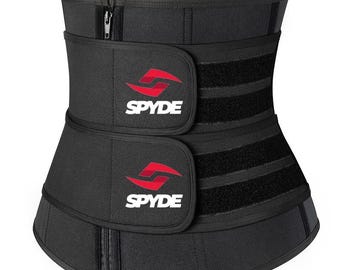 Large Black Latex Waist Trainer Women Sport wear Tummy Control  Corset Spyde Clincher Trimmer Colombianas 2 Straps Zipper Gym Girl Workout