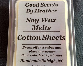 Cotton Sheets 3oz Soy Tarts - Wickless Candles - Stocking Stuffer - Teacher Gift - Hostess Gift