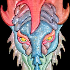 sculptural intarsia dragon carving