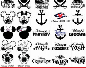 Paquete de archivos SVG de Disney Cruise, 25 diseños, Aventura, Destino, Tesoro, Logotipos de Deseos, Mickey Anchor Family Vacation PNG, Descarga digital,