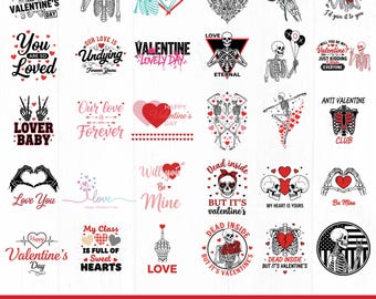 Paquete SVG de esqueleto divertido para San Valentín, SVG anti-San Valentín, SVG de esqueleto de amor, SVG de calavera de San Valentín, SVG de San Valentín, Esqueleto de San Valentín