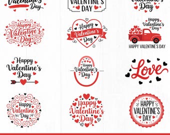 Paquete SVG de San Valentín: Diseños de amor y corazones, paquete SVG de feliz día de San Valentín (descarga digital)