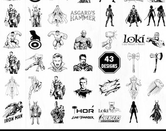 Paquete SVG de los Vengadores, archivos de corte SVG de los Vengadores para Cricut y Silhouette, imágenes PNG de superhéroes de los Vengadores, paquete SVG de superhéroes, descarga digital.