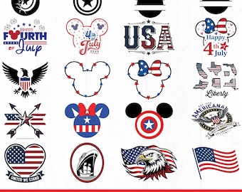Paquete de archivos SVG de Mickey para el 4 de julio, SVG del Día de la Independencia, SVG patriótico de Mickey, SVG del logotipo estadounidense, archivos de corte para Cricut, descarga digital,
