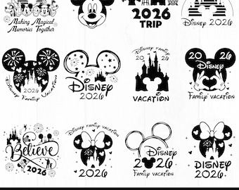 Paquete de 25 diseños SVG de Disney, Viaje familiar 2026 SVG, Vacaciones familiares 2026, Reino mágico, Modo vacaciones, Diseño de sublimación para viaje familiar, Viaje 2026,