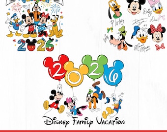 Disney Family Vacation 2026 SVG - Diseño de camiseta de Mickey y sus amigos, Disneyland California retro PNG, Disneyland Est 1955, Descarga digital,