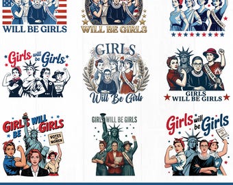 Las chicas serán chicas Png, Mujeres fuertes, Feminista patriótica 4 de julio Png, Regalo del Día de la Independencia para ella, Feminista Png, Derechos humanos,