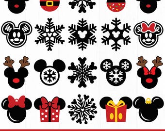 Paquete de archivos SVG de ratón navideño con copo de nieve, ratón de Papá Noel SVG, hombre de jengibre SVG, Navidad SVG, ratón navideño SVG, descarga digital,