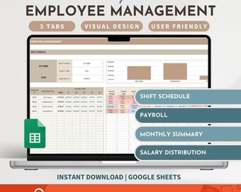 Mitarbeiter-Planung Personal-Tool: Gehaltsabrechnung, Stunden-Tracker ( Google Sheets )