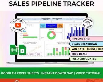 Sales PIline a tracker, Excel & Google Sheets, Business crm (Digitaler Download)