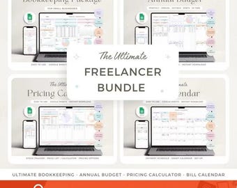 Freelance Business Spreadsheet Bundle: Buchhaltung, Bestandsaufnahme, Preisgestaltung (Digitaler Download)