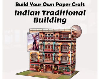 Manualidades de papel 3D - Edificio tradicional indio (plantilla de modelo de papel para armar)