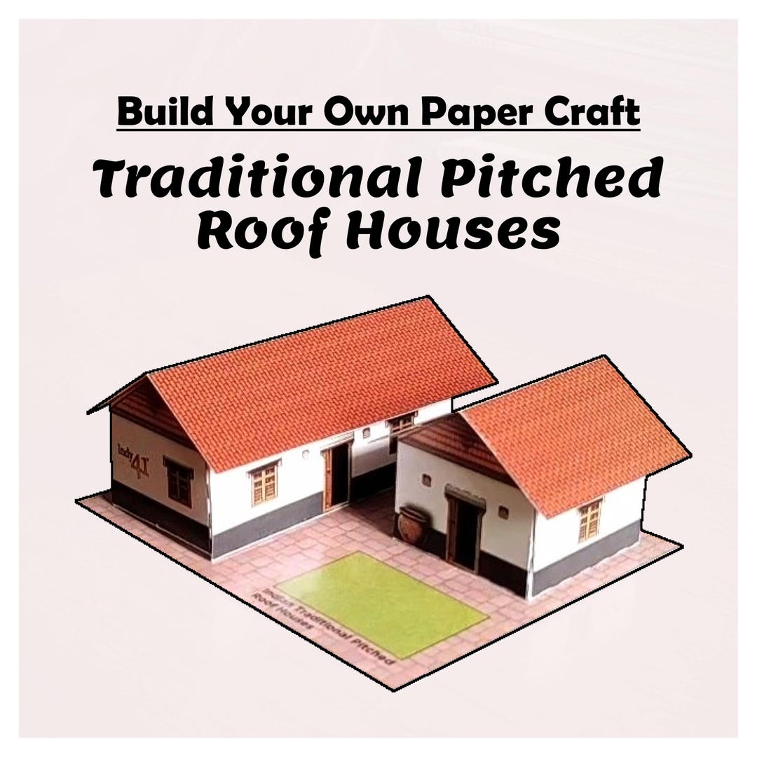 Paper Triangular Roof 3D Paper Craft – Traditional Pitched Roof Houses (DIY Paper Model ...