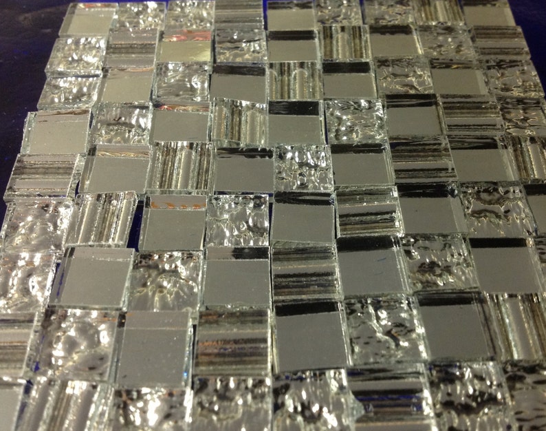 100 Textured 3 Mirror Mix Loose Tiles Stained Glass Mosaic Image 0