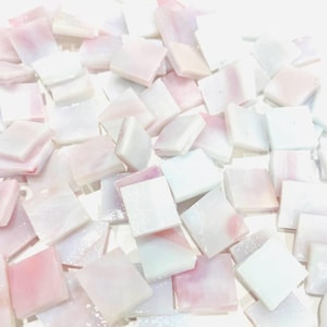 LAVENDER PINK ANGEL Odd 75pc 3/8&quot;-1/2&quot; Stained Glass Mosaic A7