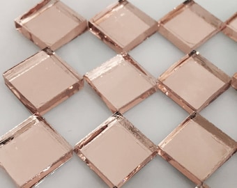 RARE - PEACH BLUSH Mirror Colored Glass Mirror Mosaic Tile Supply M9