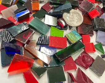 100 Tiny Size Mixed Dark Colors Stained Glass Mosaic Tiles C4