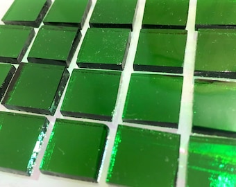 RARE - EMERALD GREEN Spectrum Silver Coats Colored Mosaic Glass Tile M7