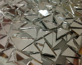 50 TRIANGLE MIRROR TILES Mix - Stained Glass Mosaic Supply M6