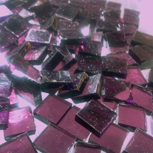 LAST 1 - 100 1/2" PURPLE CLOVER English Muffle Transparent Stained Glass Mosaics A2
