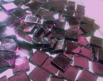 LAST 1 - 100 1/2" PURPLE CLOVER English Muffle Transparent Stained Glass Mosaics A2