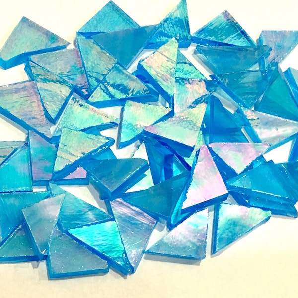 Rare - Egyptian Blue Iridized Stained Glass Mosaic Tile Supply A36