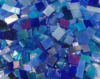 OCEAN BEACH Blues - Grab Bag of Stained Glass Mosaic Tiles Mix Size B19