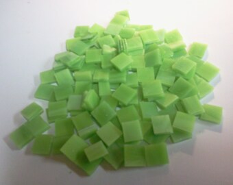 100 1/4" LEMONGRASS LIME Green Opal Tiny Tiles Stained Glass Mosaic T8