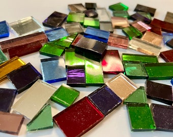 Rare- MIRROR JACOB'S COAT Mix Size Color Stained GlassMosaic Mix M5