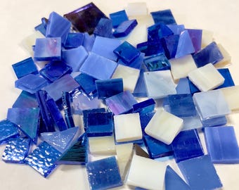 Icy Blues Periwinkle & CornFlower w/ Irid Translucent Stained Glass A7