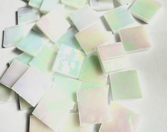 RARE - Iridized Spectrum Mother of Pearl 1/2" Professionally Cut Tiles - Iridized White C5