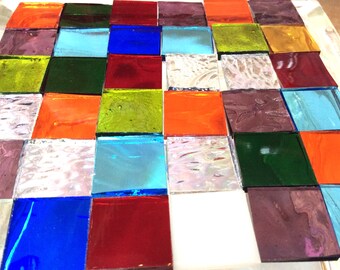 3/4" GRAB BAG TRANSPARENT Mosaic Mix MultiColor Stained Glass Tile i-6