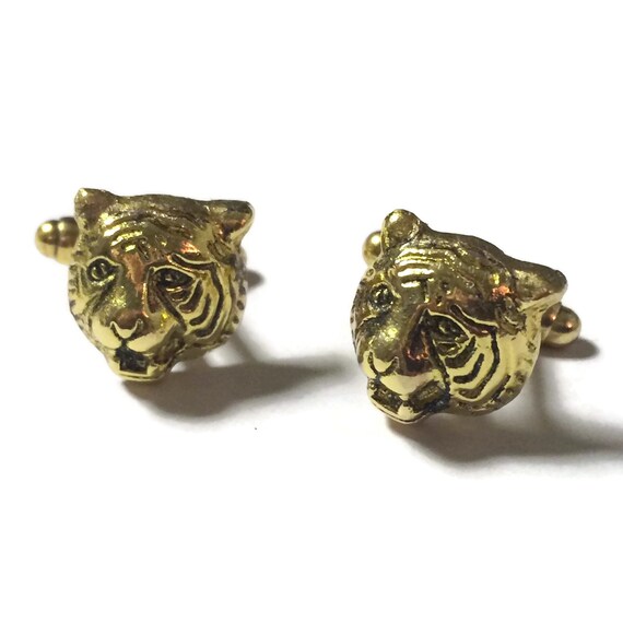 Items similar to Gold Tiger Cufflinks, Men's Handcrafted Wild Cat
