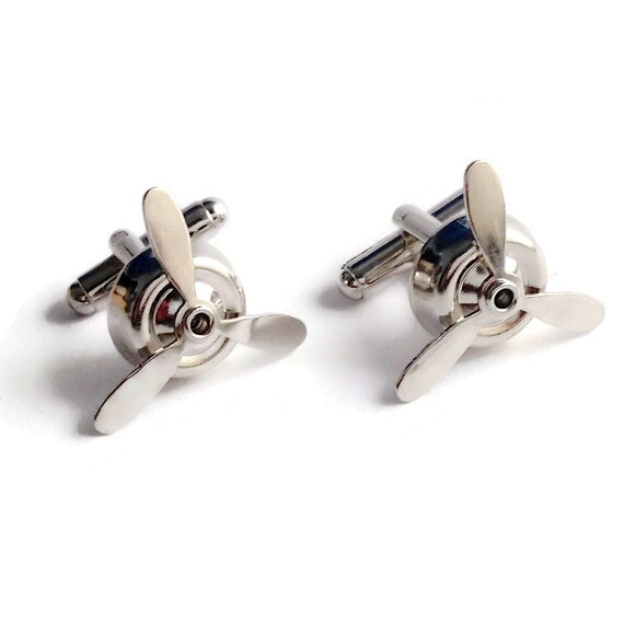 Men's Propeller Cuff Links Silver OR Brass Handcrafted Etsy