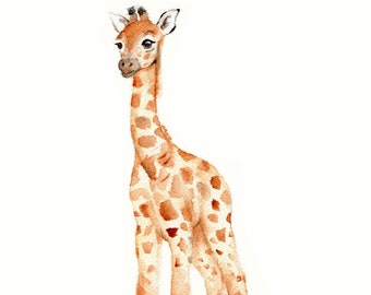 Giraffe art print, giraffe nursery decor,  African giraffe art, safari prints, giraffe wall art, baby gifts, baby giraffe