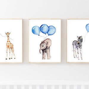 baby nursery blue, baby boy nursery wall decor, wall decor for baby boy, set of three prints, royal blue