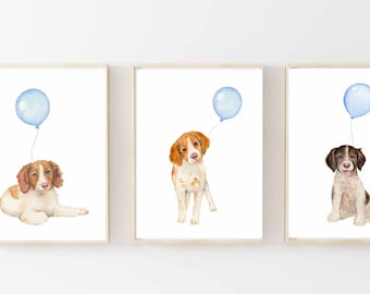 Brittany spaniel watercolor painting, Brittany spaniel puppy print, nursery wall decor, dog art prints, dog nursery decor, puppy baby room,