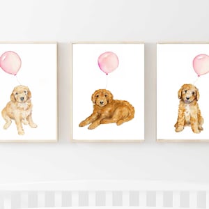golden doodle prints, puppy nursery artwork, goldendoodle puppy, girls nursery decor, doodle art print, dog wall art