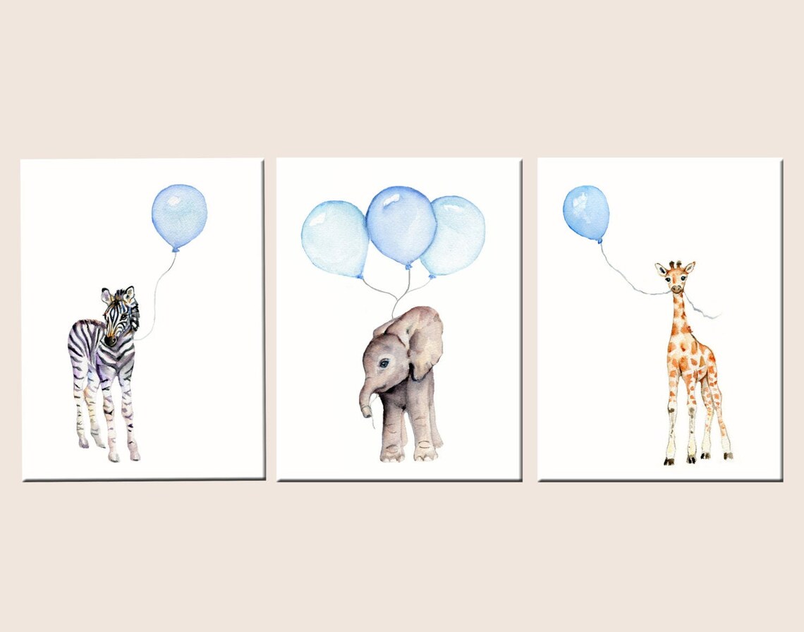 Boys nursery print set pastel blue baby decor baby boy wall Etsy