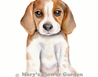 Beagle Watercolor print, puppy painting, dog art print, dog watercolor, nursery art, puppy nursery, boys room decor