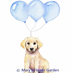 yellow lab watercolor, lab puppy painting, dog art for nursery