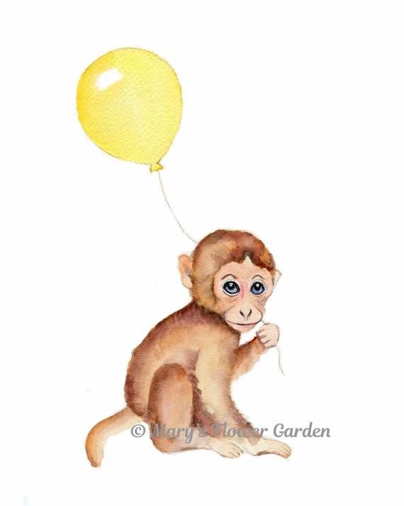 Gender Neutral Nursery Monkey Illustration Baby Monkey Etsy