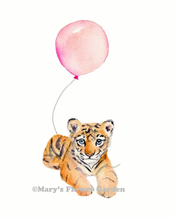 Baby girl nursery, tiger cub nursery, pastel pink baby, baby room print, tiger illustration, prints for nursery, nursery art prints, tiger