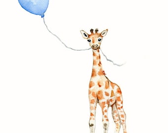 Baby boy nursery, giraffe nursery decor, giraffe art, baby boy gift, brown blue nursery decor, giraffe baby room, giraffe baby nursery, blue